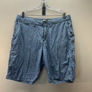 Lucky Brand Men's Chambray Linen Cotton Flat Front Light Weight Shorts